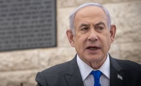  Israeli Prime Minister Benjamin Netanyahu attends a state memorial ceremony for victims of terror, at Mount Herzl military cemetery in Jerusalem, May 13, 2024.
