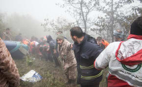  Rescue team works following a crash of a helicopter carrying Iran's President Ebrahim Raisi, in Varzaqan, May 20, 2024