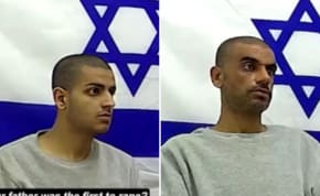  Picture of Radi (right) and Abdallah (left) during the investigation after being captured by the IDF on October 7. Uploaded on 23/5/2024