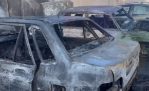 A car which exploded in Damascus, in which one person died. May 25, 2024