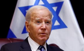  US President Joe Biden meets with Israeli Prime Minister Benjamin Netanyahu (not pictured) and the Israeli war cabinet, as he visits Israel amid the ongoing conflict between Israel and Hamas, in Tel Aviv, Israel, October 18, 2023.