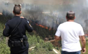  A fire that started from a fragments of a Patriot missile interception at the Biriya Forest in Northern Israel, on June 4, 2024