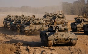  Israeli tanks manoeuvre near the Gaza border, in Israel, June 5, 2024