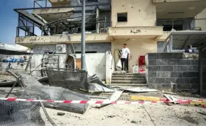  A building in Kiryat Shmona that was hit by a Hezbollah rocket 