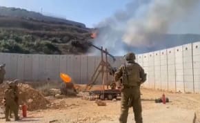  IDF troops make use of a trebuchet on the border of Lebanon. June 13, 2024.