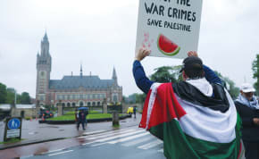  A PROTESTER accuses Israel of war crimes, outside the International Court of Justice, in The Hague, last month. To accuse Israelis of following in the footsteps of the Nazis demonstrates a total lack of understanding of the history of the Jewish people, the writer argues.