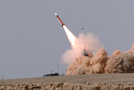 A picture released by Israeli Defence Forces press office shows a launch of a Patriot missile in southern Israel