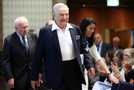  Billionaire investor George Soros arrives at the Schumpeter Award in Vienna, Austria June 21, 2019. 
