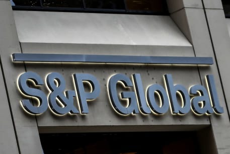  The S&P Global logo is displayed on its offices in the financial district in New York City, US, December 13, 2018