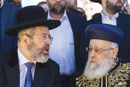  ASHKENAZI CHIEF Rabbi David Lau (left) and Sephardi Chief Rabbi Yitzhak Yosef: The silence of our two chief rabbis is thunderously indicative of the abject state of these once meaningful and relevant positions, the writer argues. 