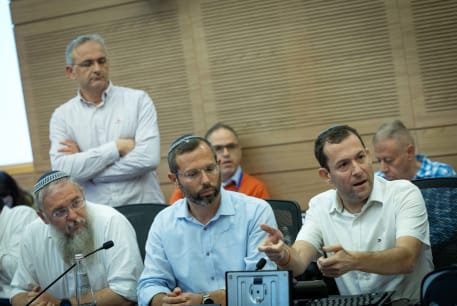  Israeli settler leaders are seen arguing with lawmakers at a meeting of the Knesset Finance Committee, in Jerusalem, on December 11, 2023.
