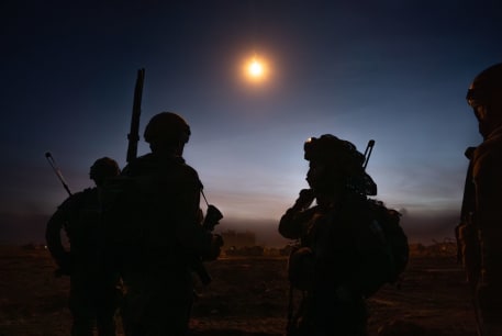  IDF troops operate in the Gaza Strip in the early morning hours on February 24, 2024.