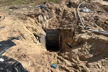  Entrance of the 200 meter-long tunnel shaft in an agricultural area in the Gaza Strip, March 15, 2024.