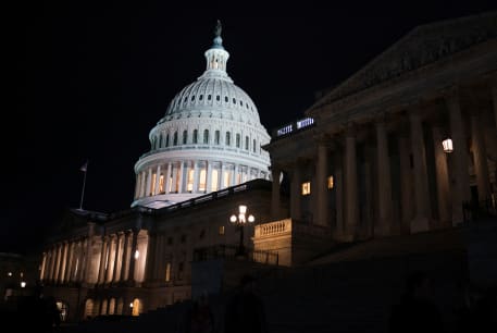  The US Capitol is seen during a Senate vote to begin work on a bill that includes aid for Ukraine, Israel and Taiwan in Washington, US, February 9, 2024. 