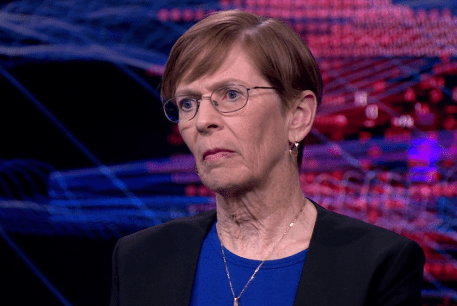  Former ICJ President Jane Donoghue being interviewed by BBC HARDtalk on the court's ruling in South Africa's case against Israel, April 25, 2024.
