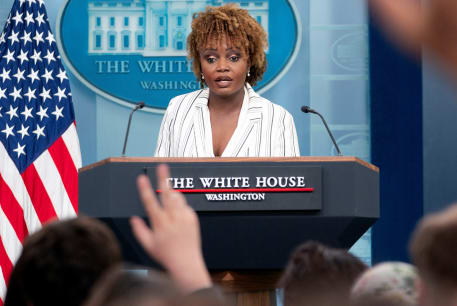 White House Press Secretary Karine Jean-Pierre speaks during the daily briefing in the James S. Brady Press Briefing Room at the White House in Washington, US, April 29, 2024.