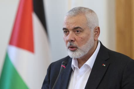  Palestinian group Hamas' top leader, Ismail Haniyeh speaks during a press conference in Tehran, Iran, March 26, 2024.
