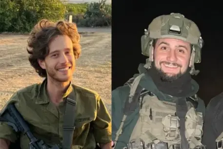  St.-Sgt.-Maj. (Res.) Dan Kamhaji (left) and St.-Sgt.-Maj. (Res.) Nachman Nathan Hertz (right) were killed by a Hezbollah drone strike in northern Israel.