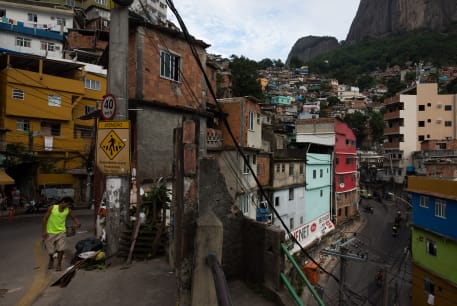  View of Rocinha (little farm) favela, the largest and most populous favela in Brazil, and is located in Rio de Janeiro's South Zone. Rocinha is built on a steep hillside overlooking Rio de Janeiro. Uploaded on 8/5/2024