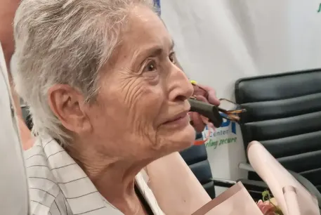 85-year-old former hostage Alma Avraham is discharged from hospital. May 8, 2024.