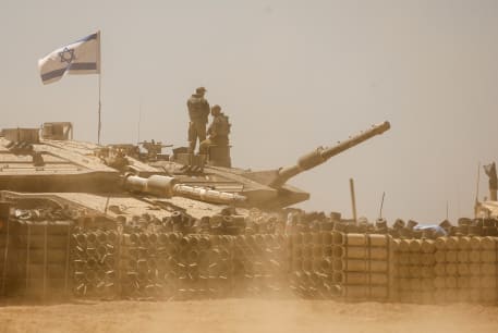  Israeli soldiers are seen near the Israel-Gaza Border, in southern Israel, May 9, 2024