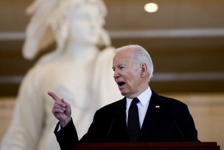 US President Joe Biden addresses rising levels of antisemitism at the US Capitol building in Washington, US, May 7, 2024