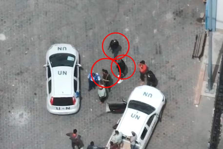 Footage of Hamas terrorists using UN facilities for cover and transport, May 14, 2024