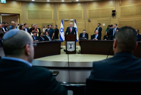  Prime Minister Benjamin Netanyahu leads a Likud party meeting at the Knesset, the Israeli parliament in Jerusalem , March 13, 2023