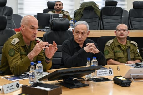  Prime Minister Benjamin Netanyahu visits IDF Northern Command HQ on May 23, 2024