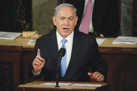  PRIME MINISTER Benjamin Netanyahu addresses a joint session of the US Congress in 2015. ‘I am currently experiencing déjà vu,’ says the writer. 