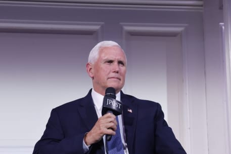  Former US vice president Mike Pence seen during the Jerusalem Post Annual Conference in New York, June 3, 2024
