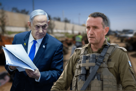  (L-R) Prime Minister Benjamin Netanyahu, IDF Chief of Staff Herzi Halevi