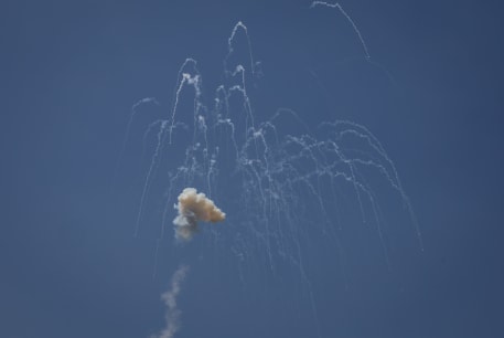  Rocket interceptions seen above the northern Israeli city of Safed, on June 13, 2024