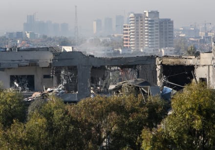  A view of a damaged building following missile attacks, in Erbil, Iraq, January 16, 2024