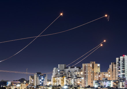  Israel's Iron Dome anti-missile system intercepts rockets launched from the Gaza Strip