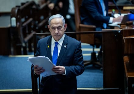  Prime Minister Benjamin Netanyahu seen at the plenum hall of the Knesset, May 27, 2024