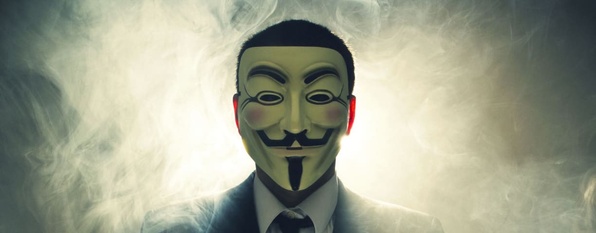 The masked face of international hacker Anonymous