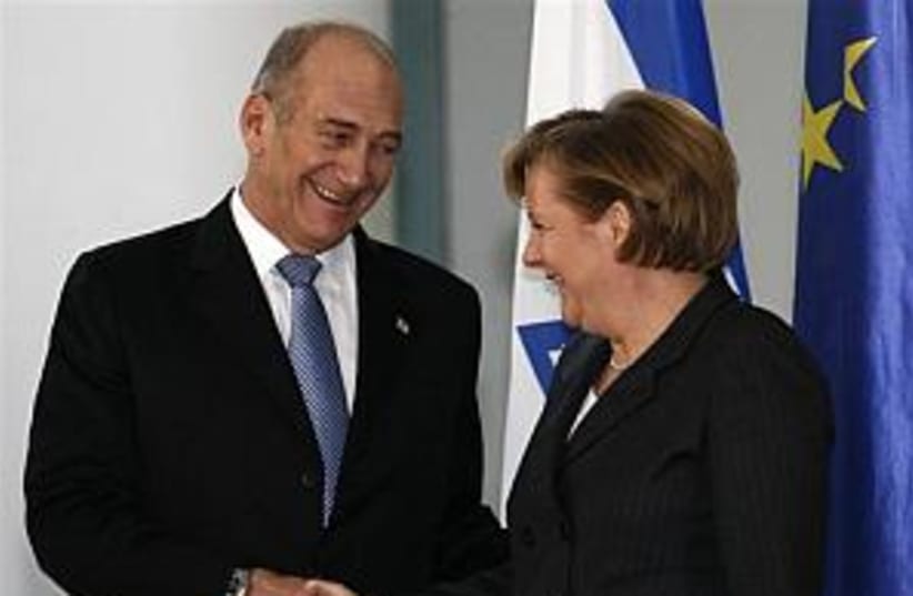 Olmert-Merkel 298.88 (photo credit: AP)