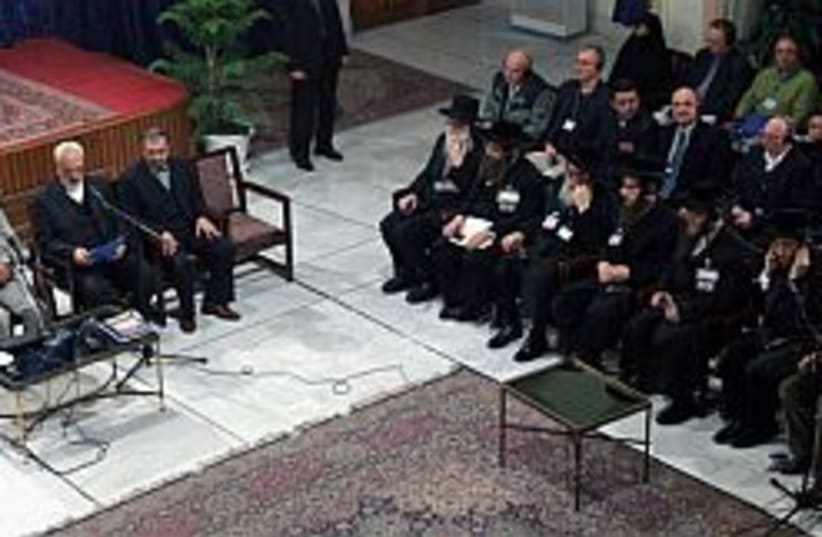 ahmadinejad and rabbis a (photo credit: AP [file])