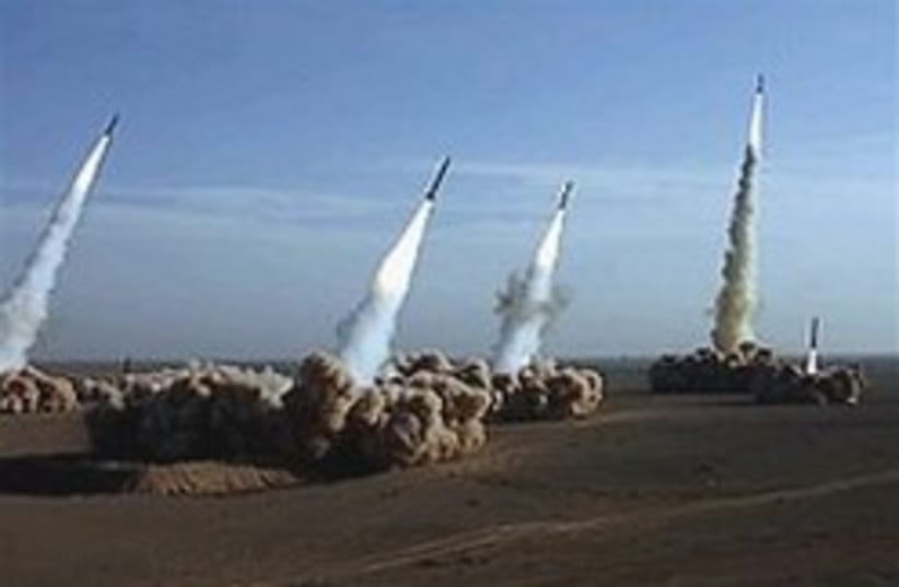 Missiles launched from the Iranian desert.  (photo credit: AP)