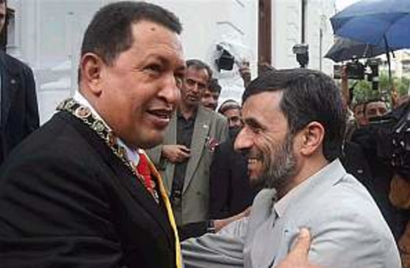 Ahmadinejad, Chavez 298. (photo credit: AP)