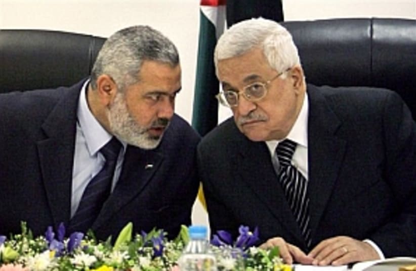 Abbas and Haniyeh (photo credit: AP [file])