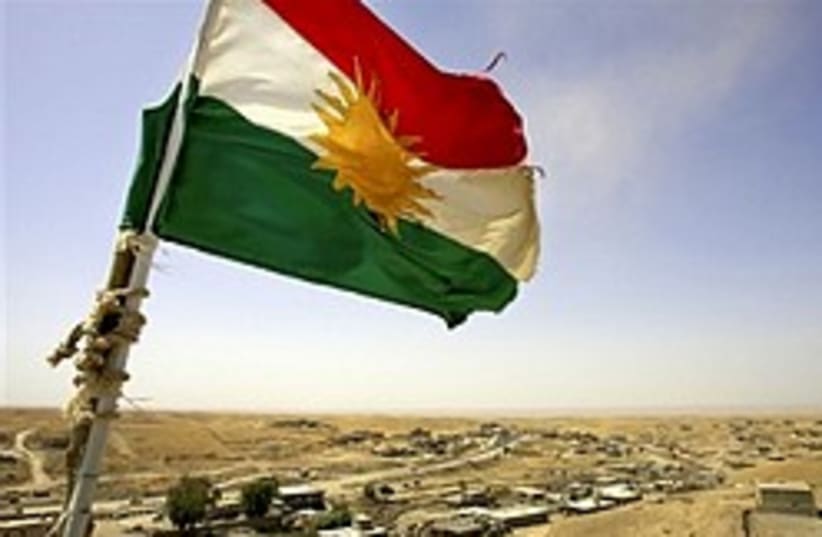A Kurdish flag in northern Iraq (photo credit: AP)