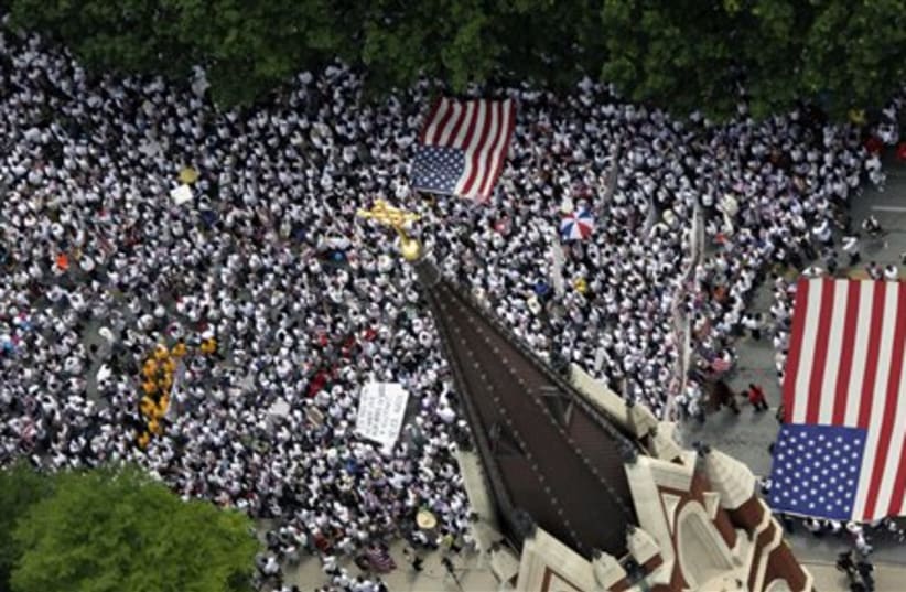 US immigration protest (photo credit: AP)