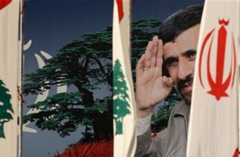 Ahmadinejad Lebanon billboard sign 311 AP (photo credit: Associated Press)
