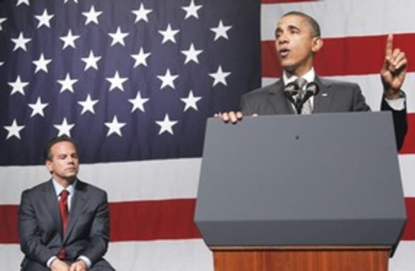 Barack Obama with David Cicilline 311 AP (photo credit: AP)