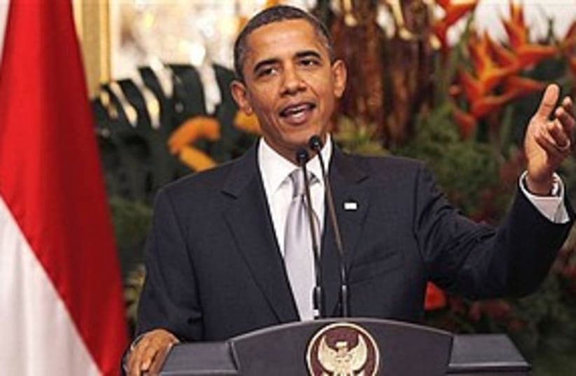 Obama speaks in Indonesia 311 AP (photo credit: Associated Press)