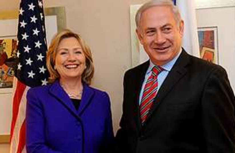 Clinton Netanyahu happy  (photo credit: GPO)