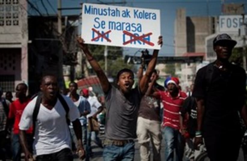 Haiti Cholera Protest 311 (photo credit: Associated Press)