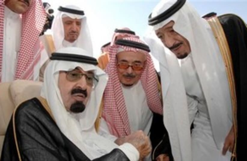Saudi King Abdullah with Prince Abdel Aziz AP 311 (photo credit: AP)
